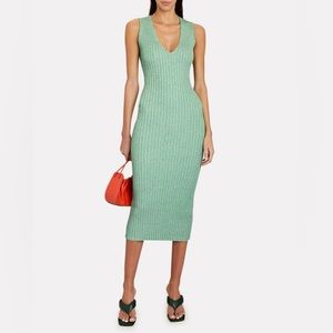 NWOT RONNY KOBO Marled Rib Knit Midi Dress Green. Size Medium